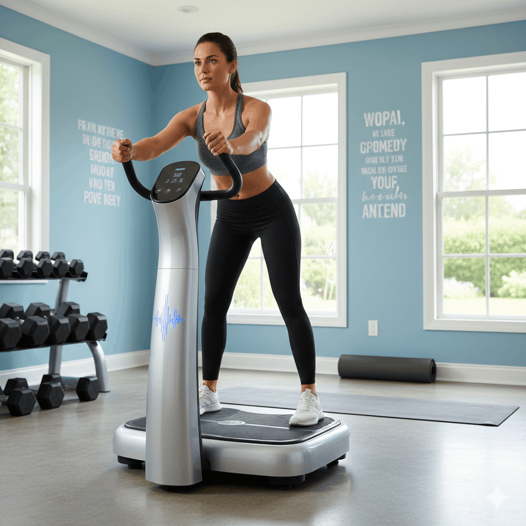 Frau Workout auf Vibroplatte Die beste 4D Vibrationsplatte 20252026 – Test & Empfehlungen